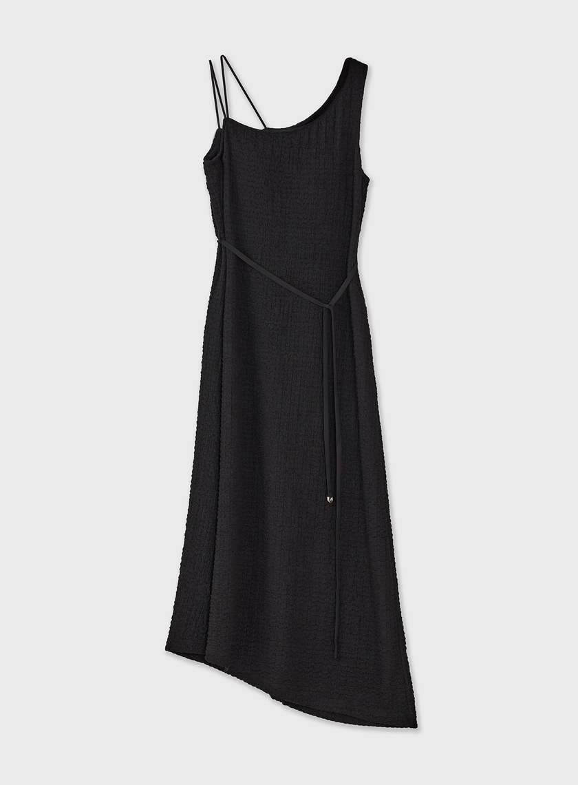 特殊肌理感斜肩BRA長洋裝