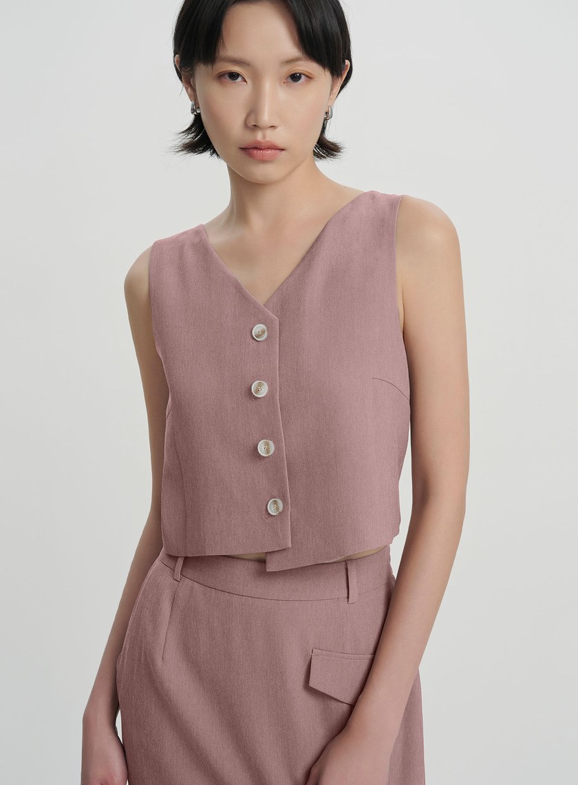 氣質假兩件開襟長洋裝