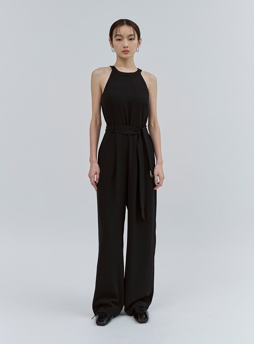 異材質拼接削肩BRA連身褲