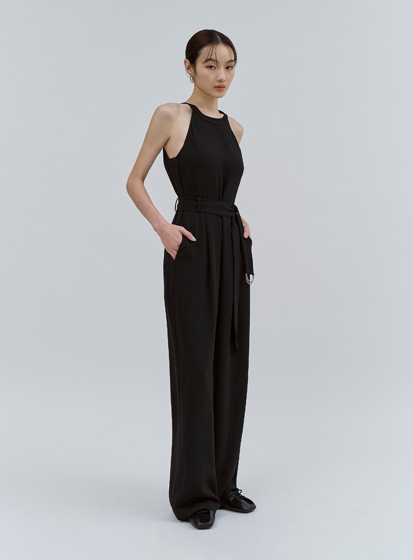 異材質拼接削肩BRA連身褲