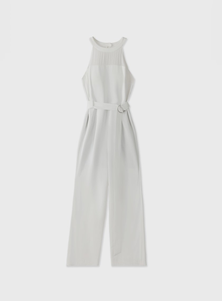 異材質拼接削肩BRA連身褲