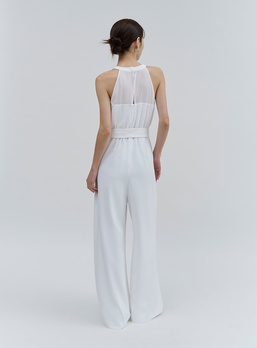 異材質拼接削肩BRA連身褲