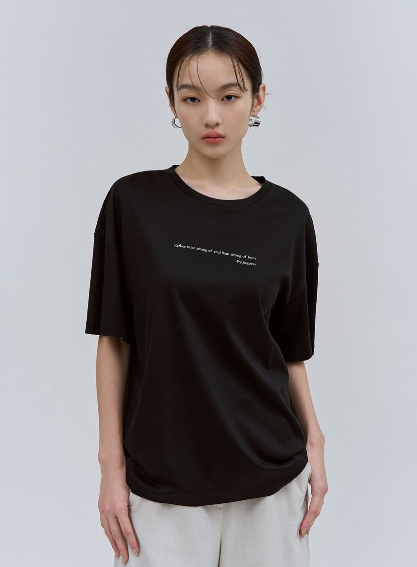 標語印花男友風短袖上衣