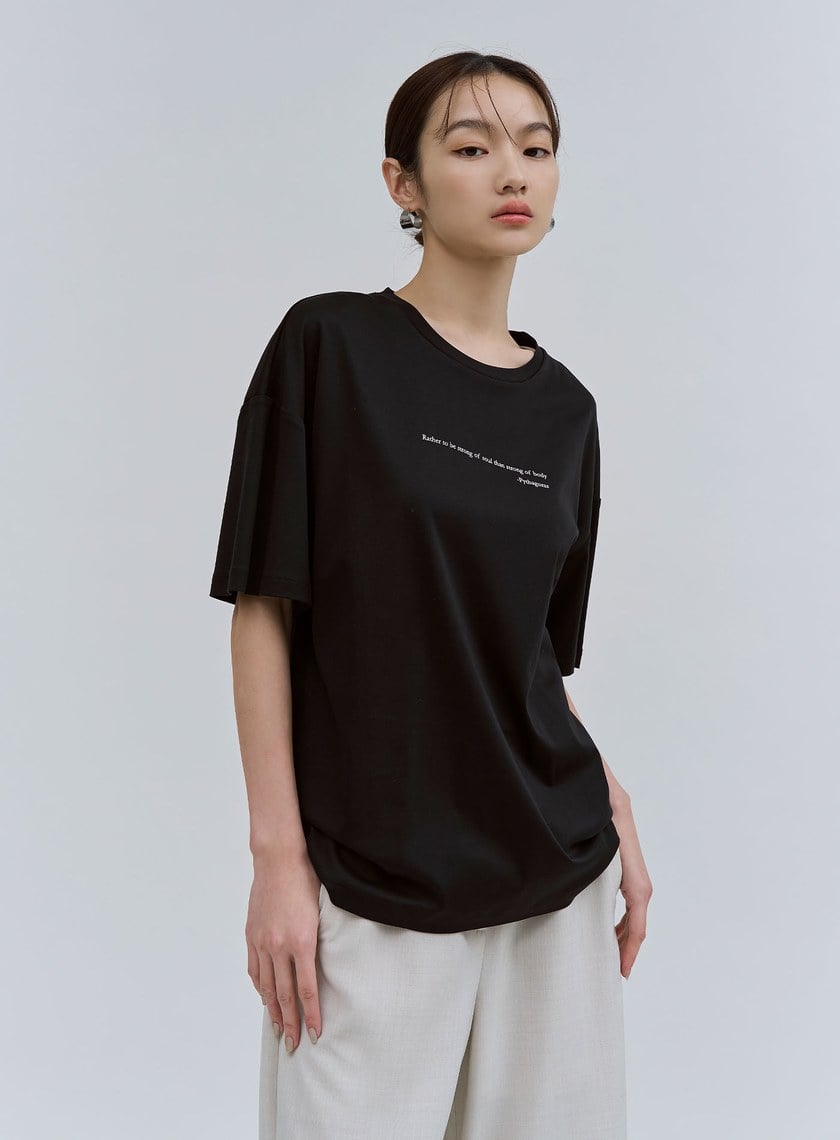 標語印花男友風短袖上衣