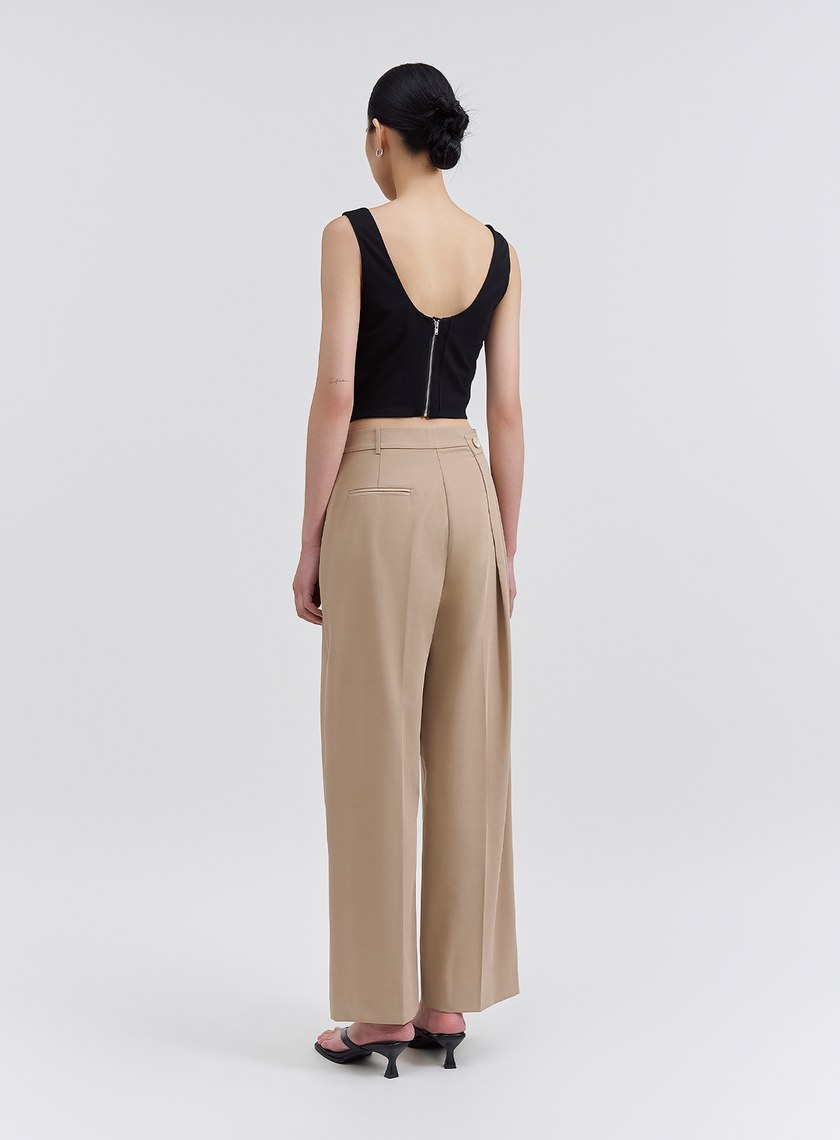 不對稱V領側綁帶背心上衣