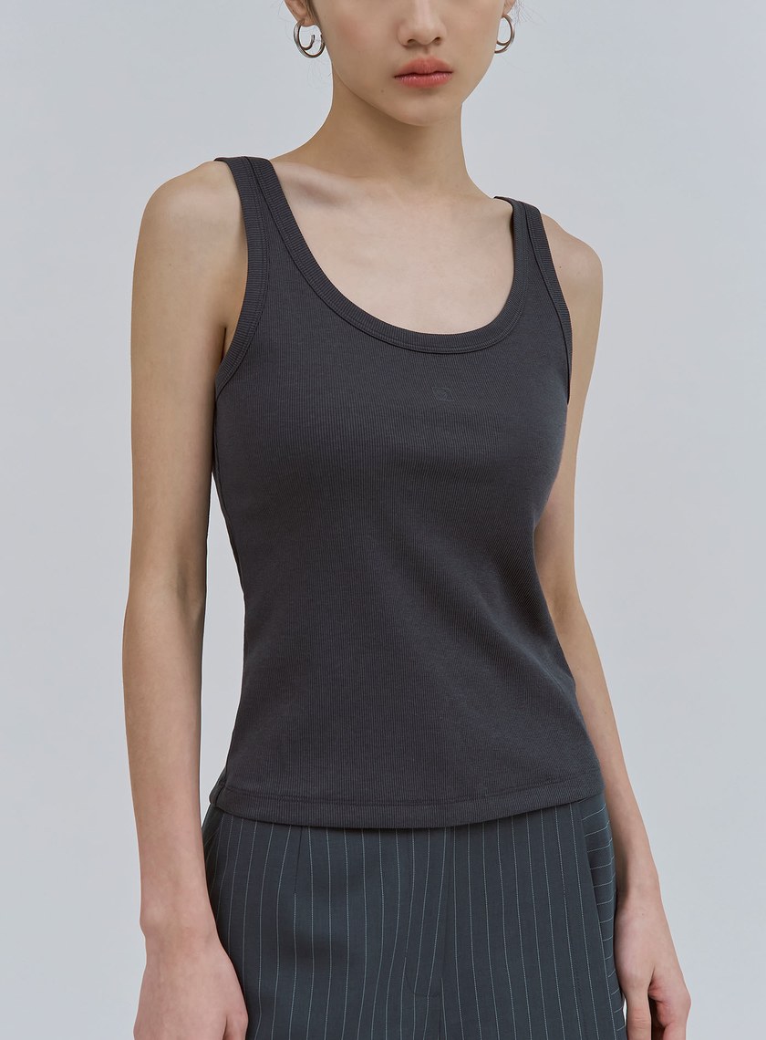 品牌LOGO刺綉羅紋背心