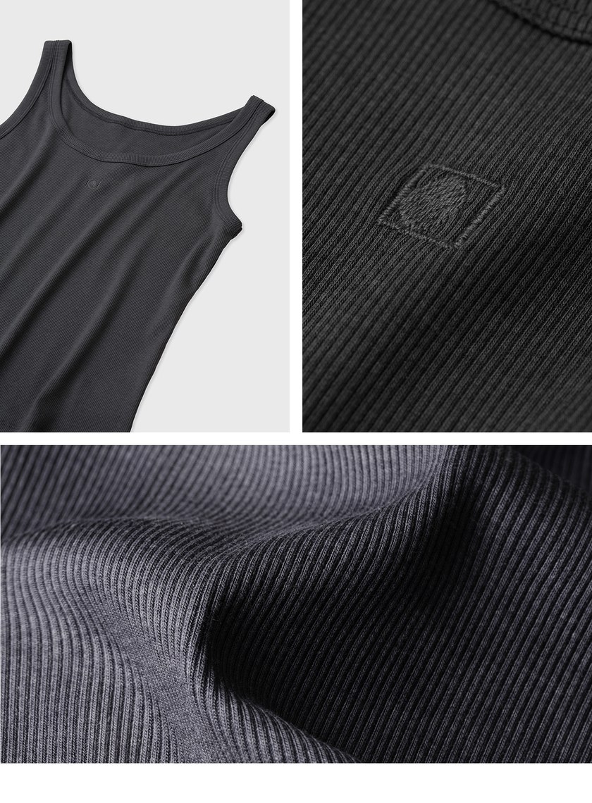 品牌LOGO刺綉羅紋背心