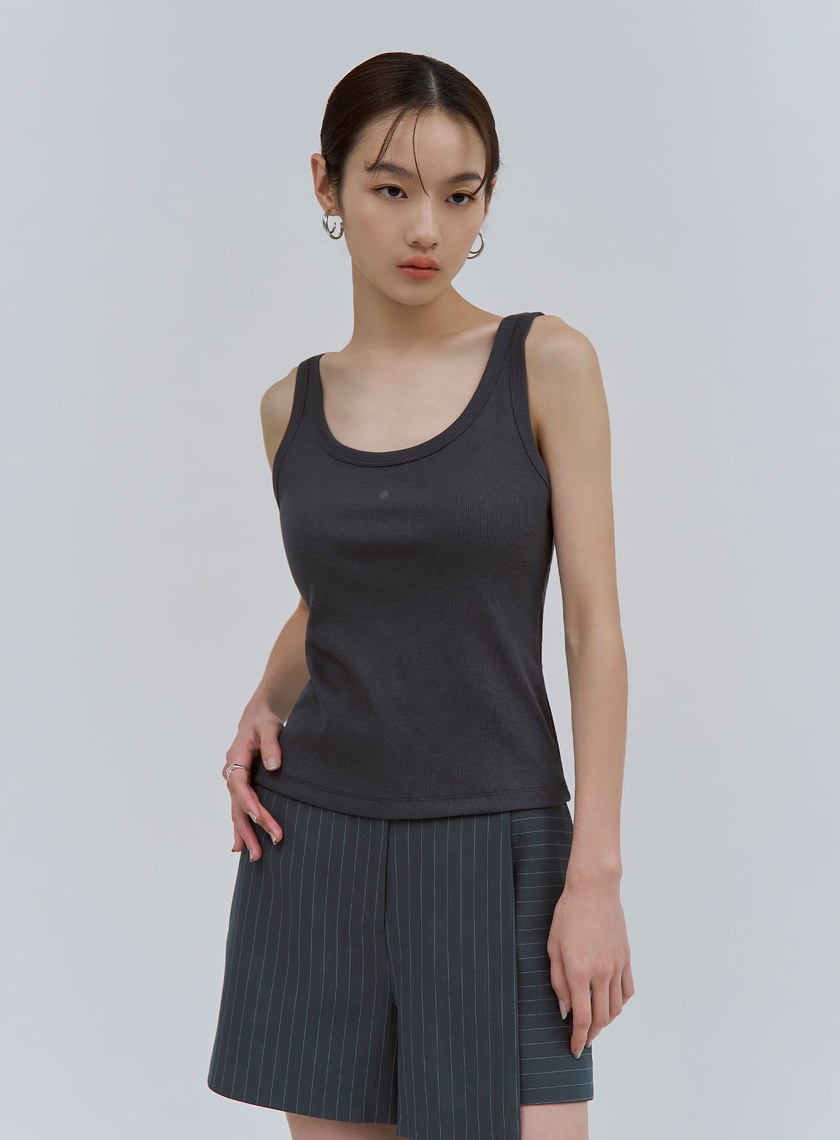 品牌LOGO刺綉羅紋背心