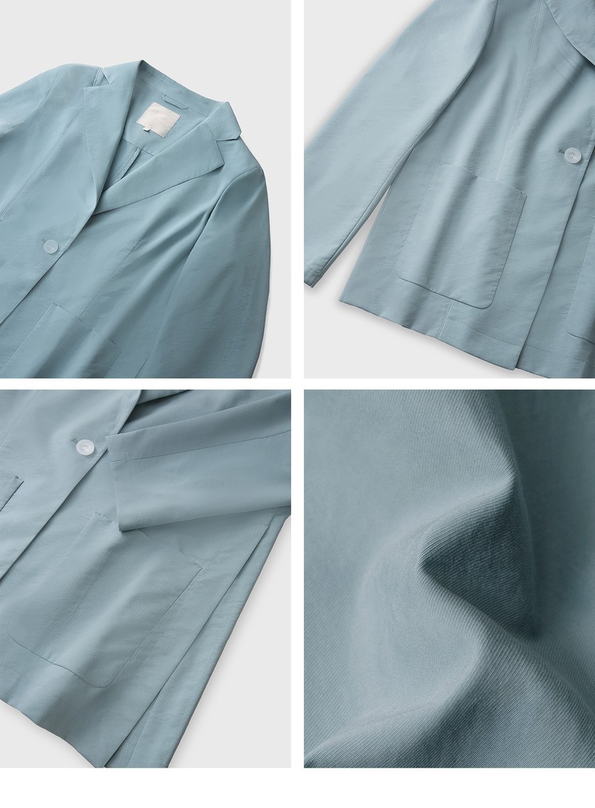 唯美湖水藍輕挺西裝外套