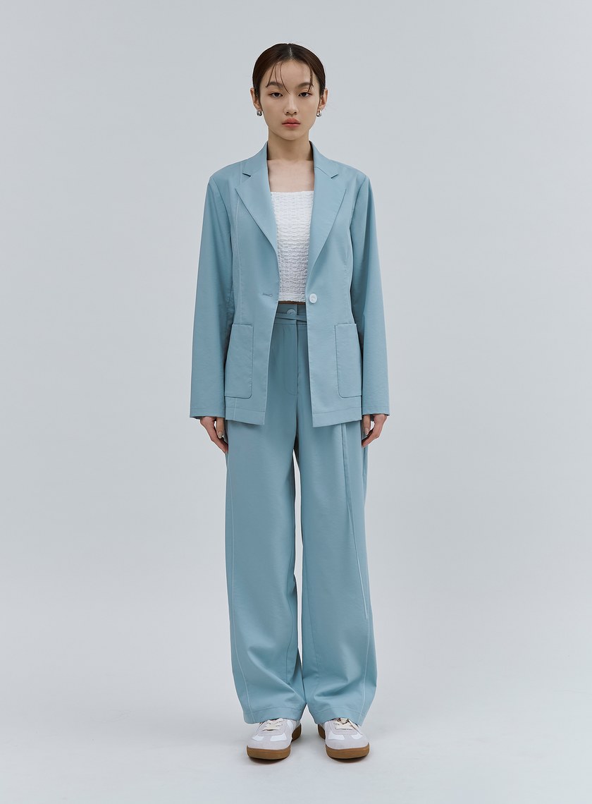 唯美湖水藍輕挺西裝外套