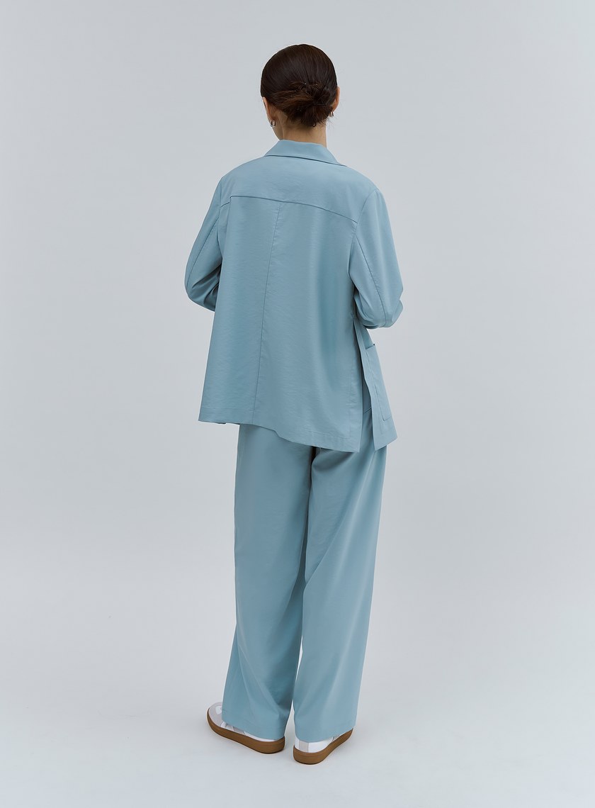 唯美湖水藍輕挺西裝外套