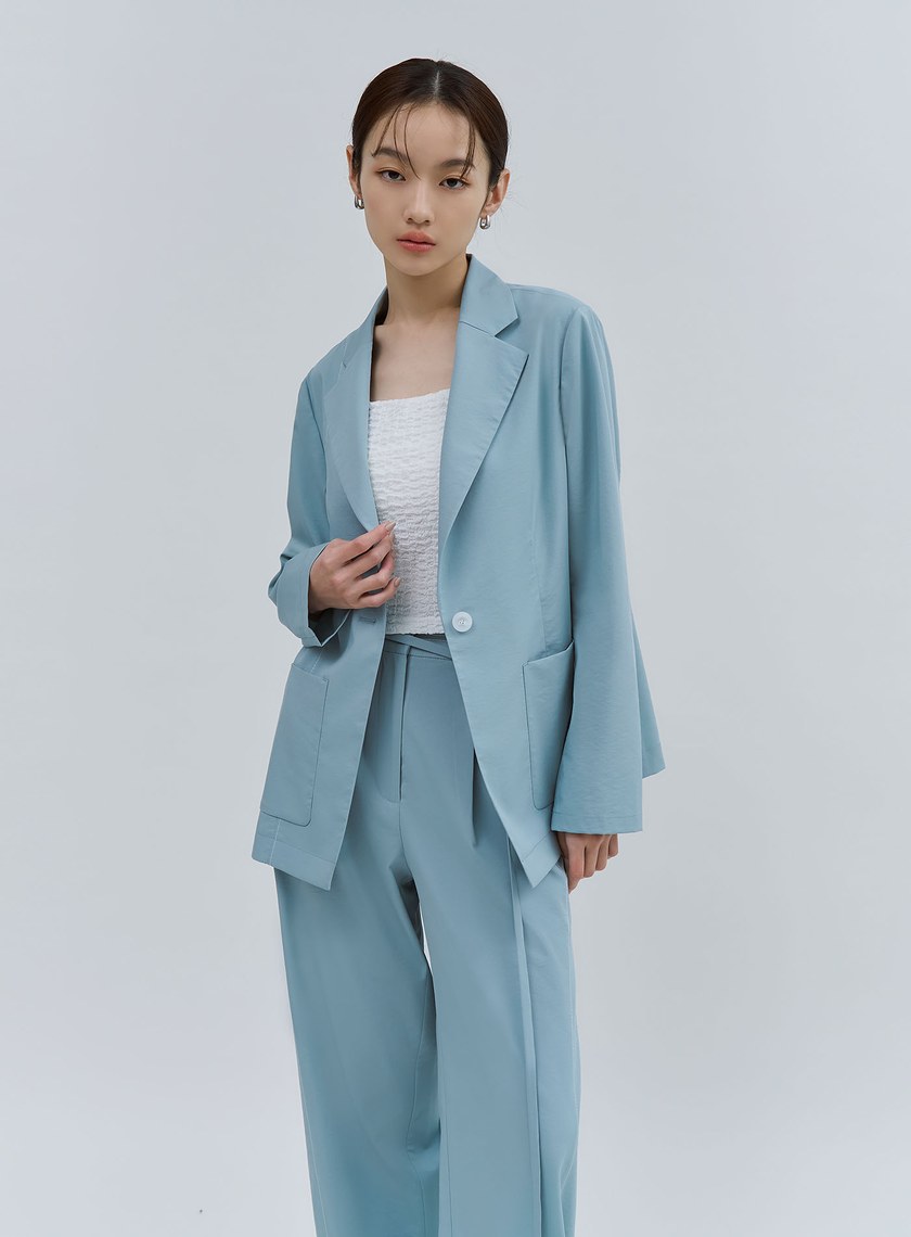 唯美湖水藍輕挺西裝外套