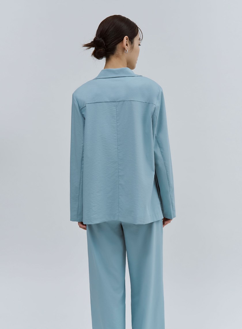 唯美湖水藍輕挺西裝外套