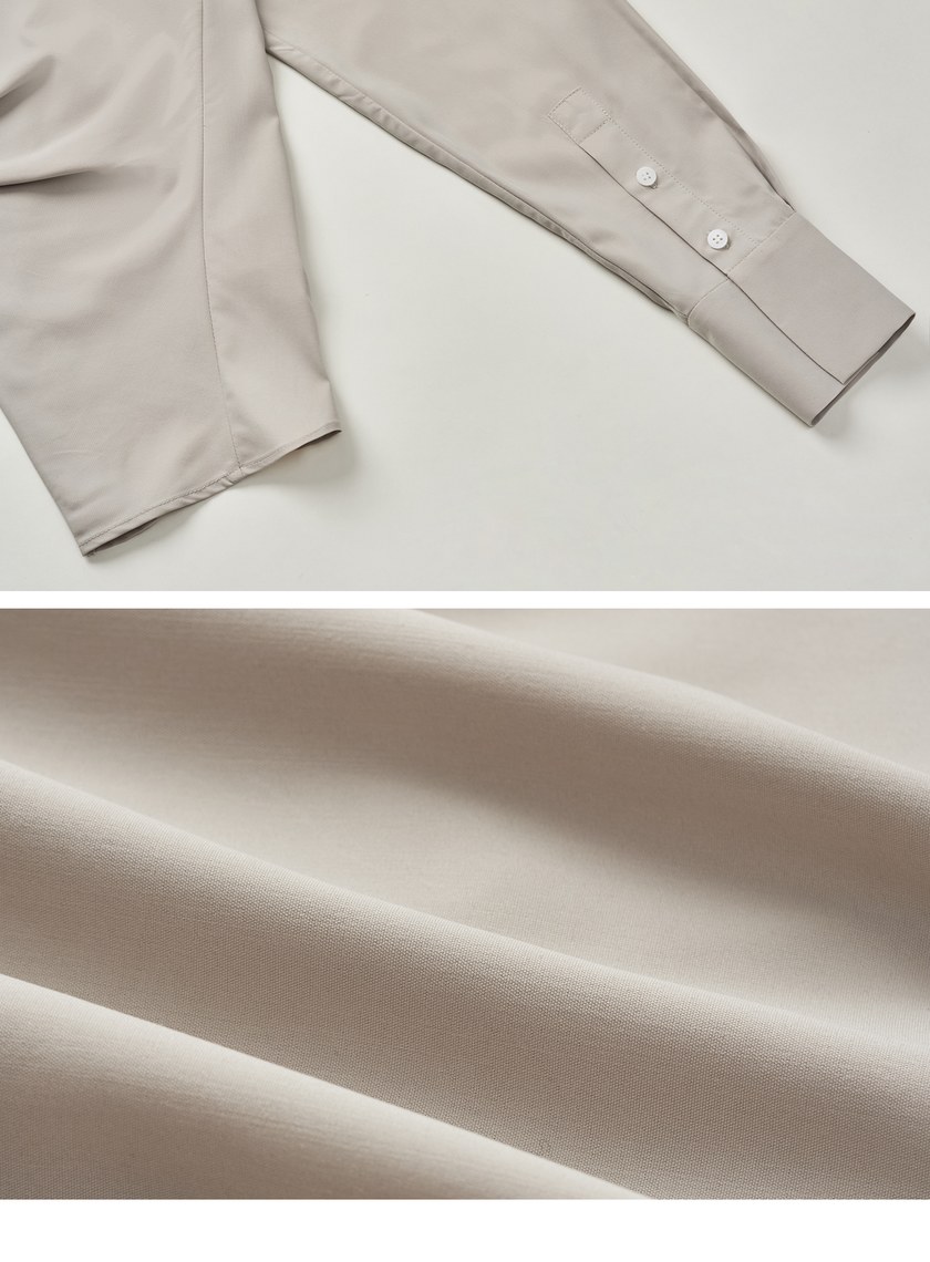 不對稱打褶設計長袖襯衫