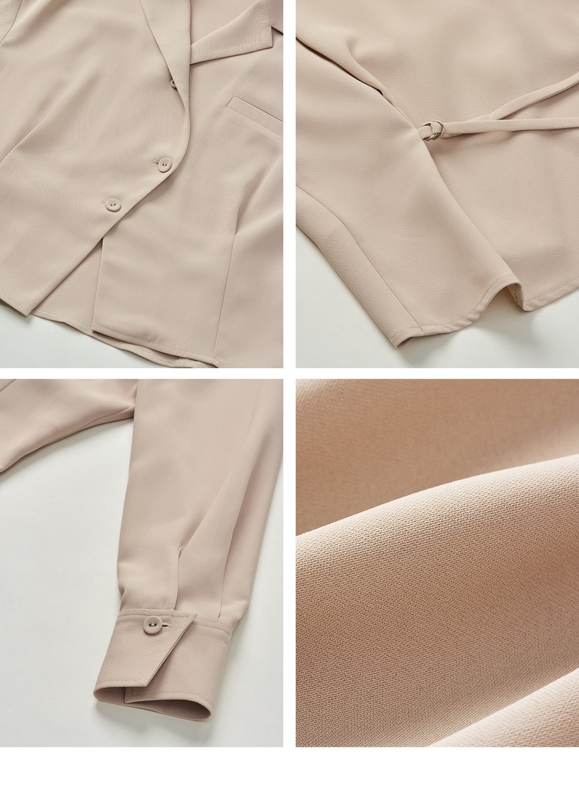 垂墜收腰綁帶西裝領型上衣