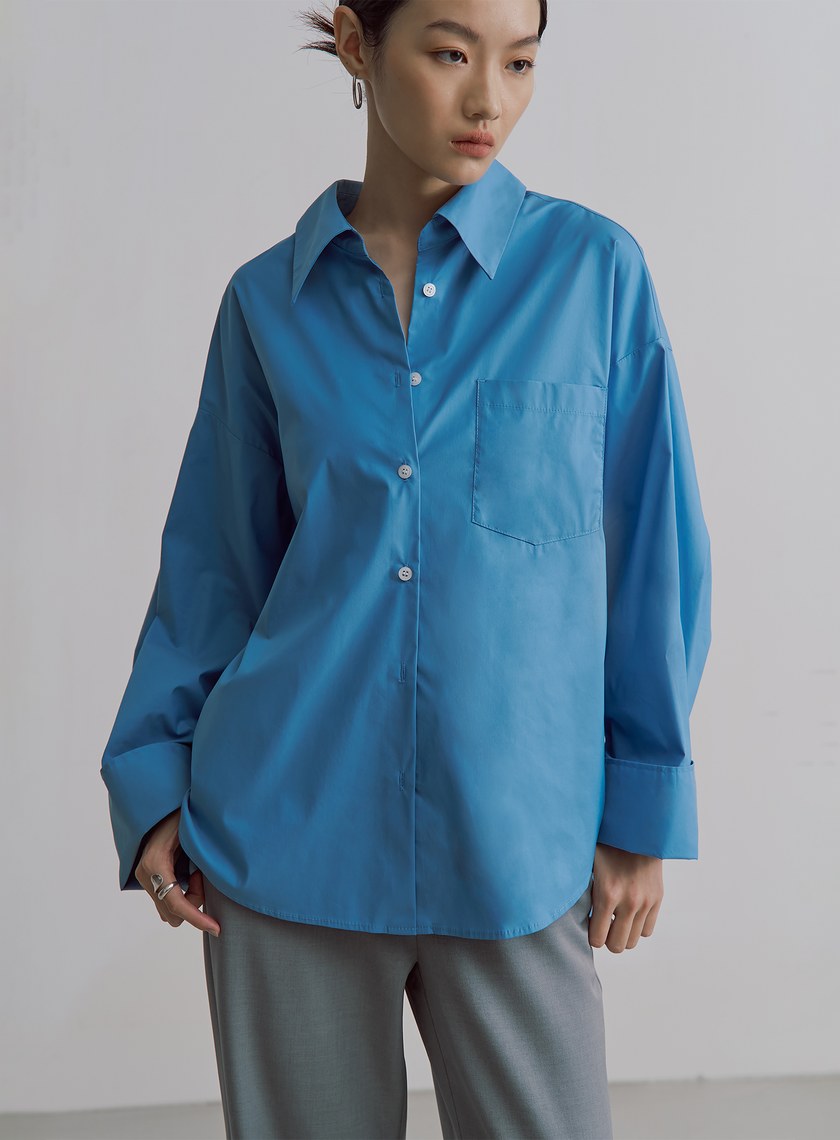 率性簡約寬版長袖襯衫