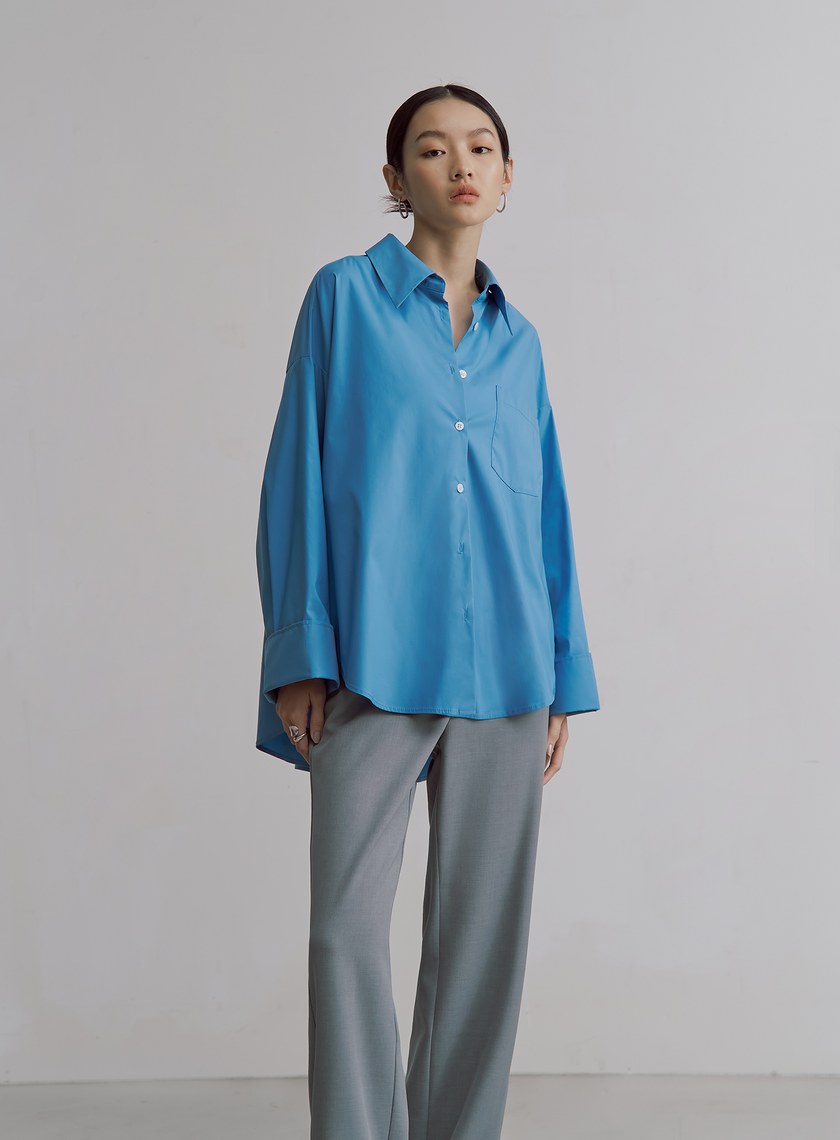 率性簡約寬版長袖襯衫