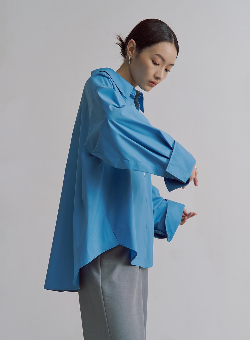 率性簡約寬版長袖襯衫