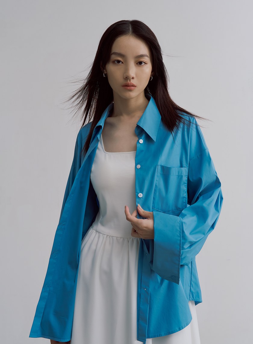 率性簡約寬版長袖襯衫