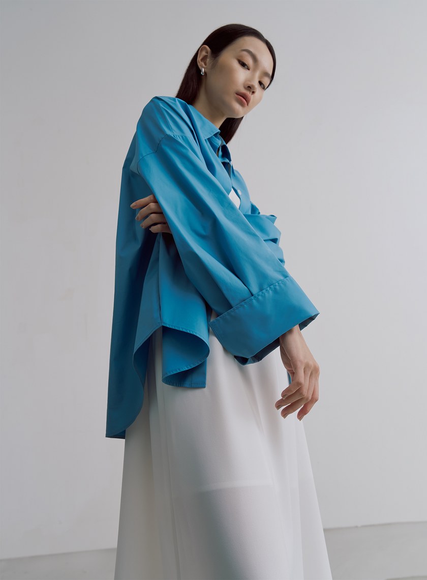 率性簡約寬版長袖襯衫