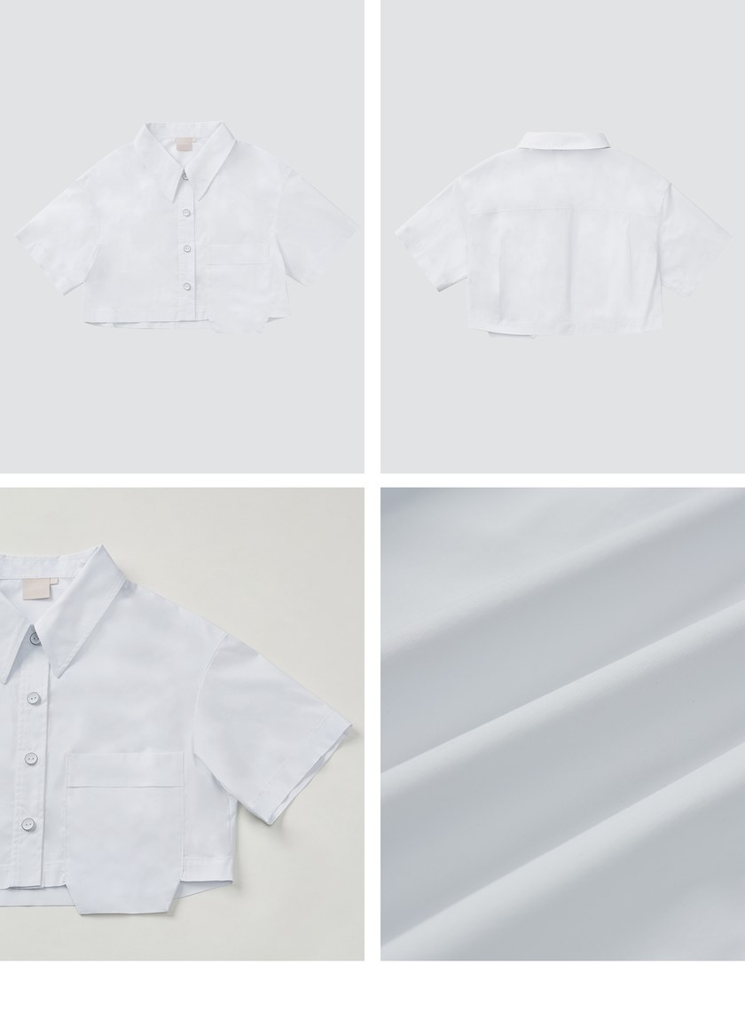 挺廓口袋造型短版襯衫