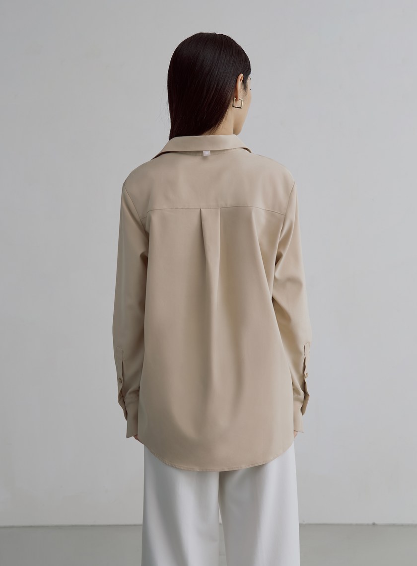 解構口袋天絲長袖襯衫