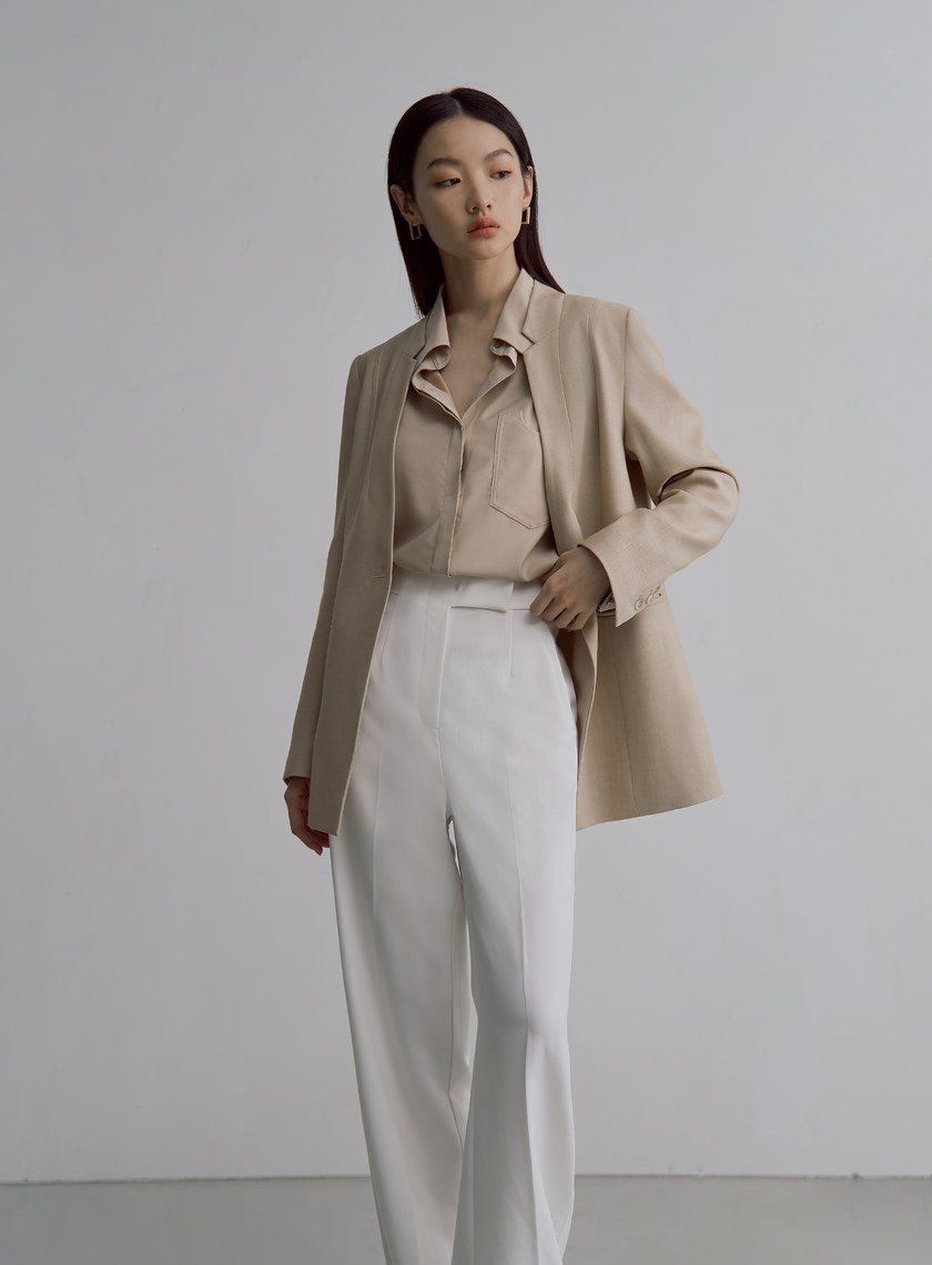 解構口袋天絲長袖襯衫