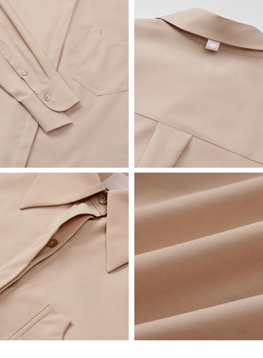 解構口袋天絲長袖襯衫
