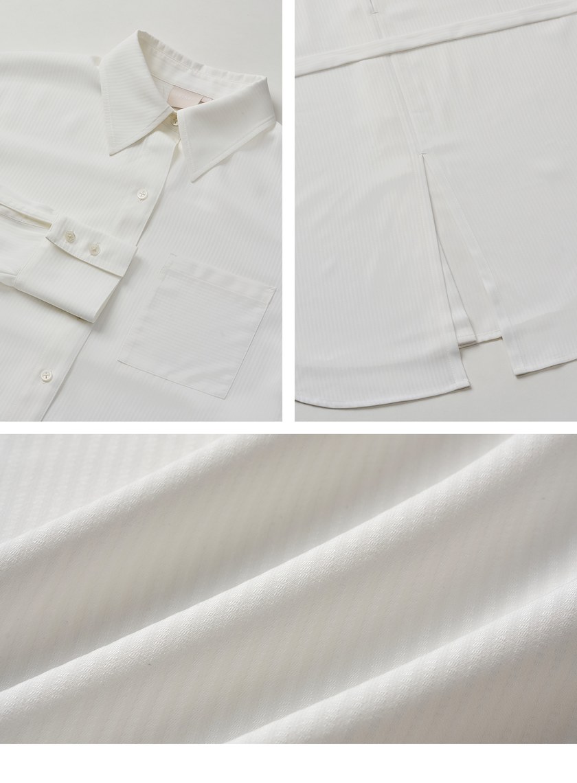 精緻飄逸綁帶長版襯衫