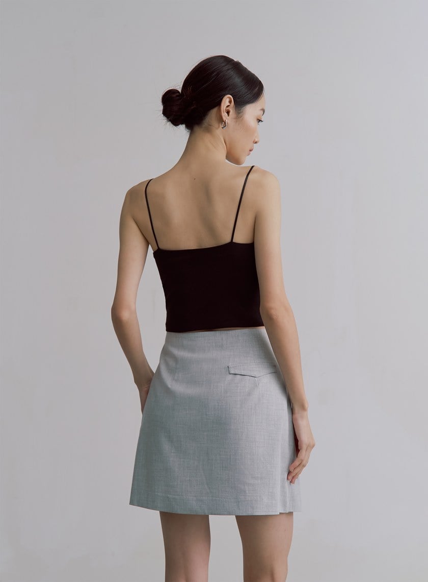 經典雙色織紋交曡工裝短裙