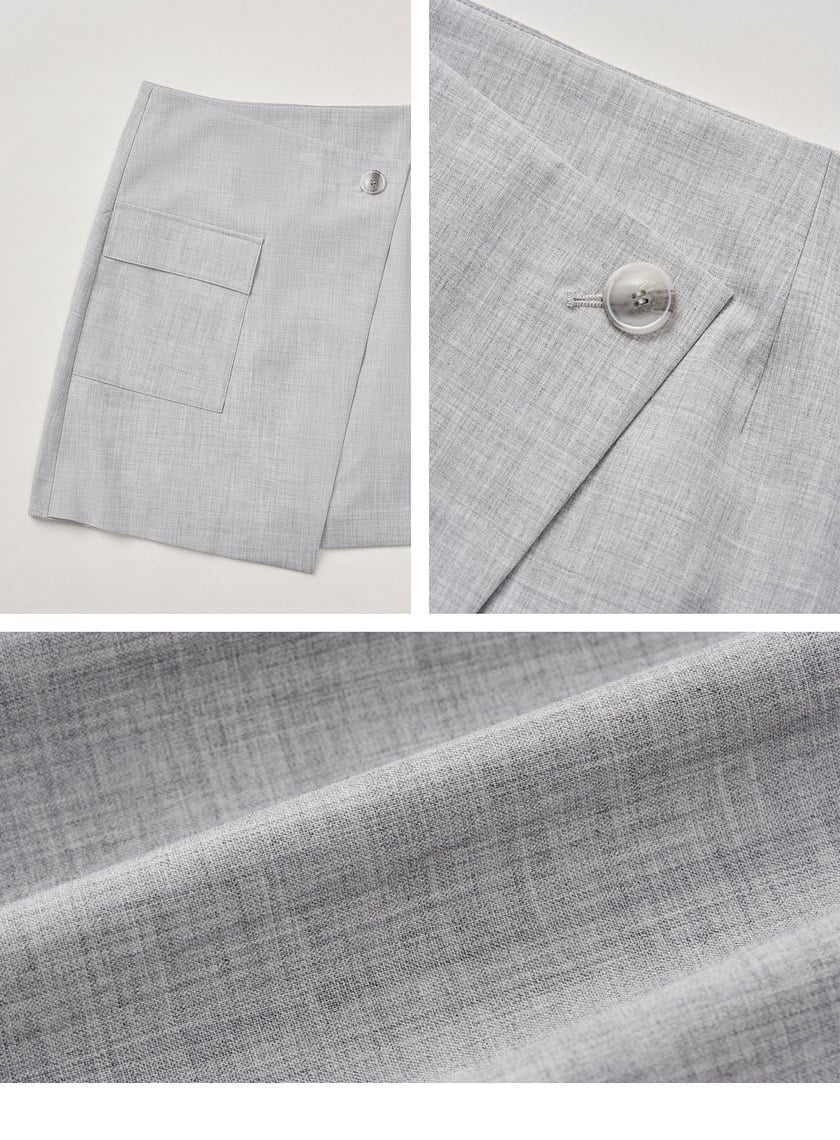 經典雙色織紋交曡工裝短裙