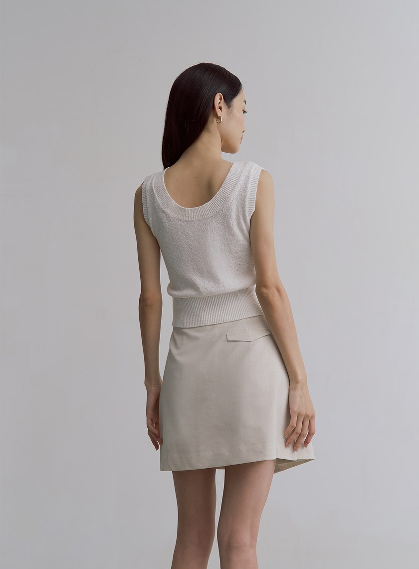 經典雙色織紋交曡工裝短裙