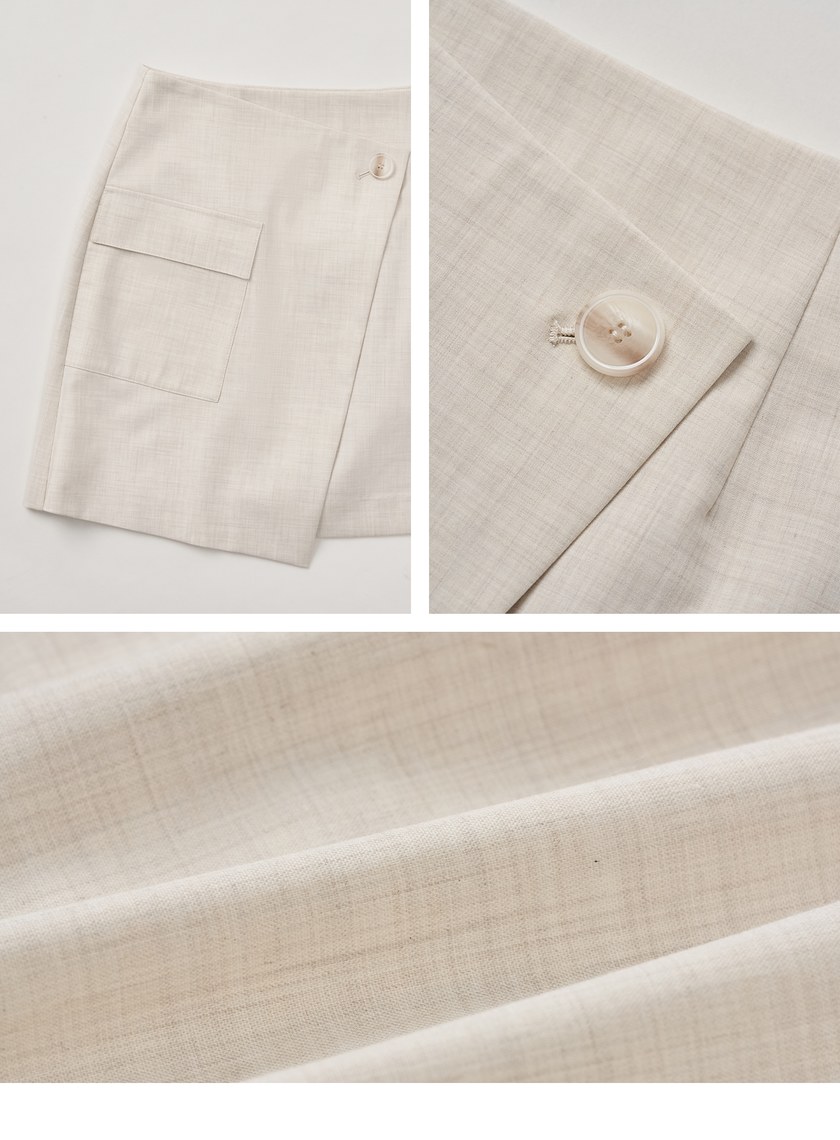 經典雙色織紋交曡工裝短裙