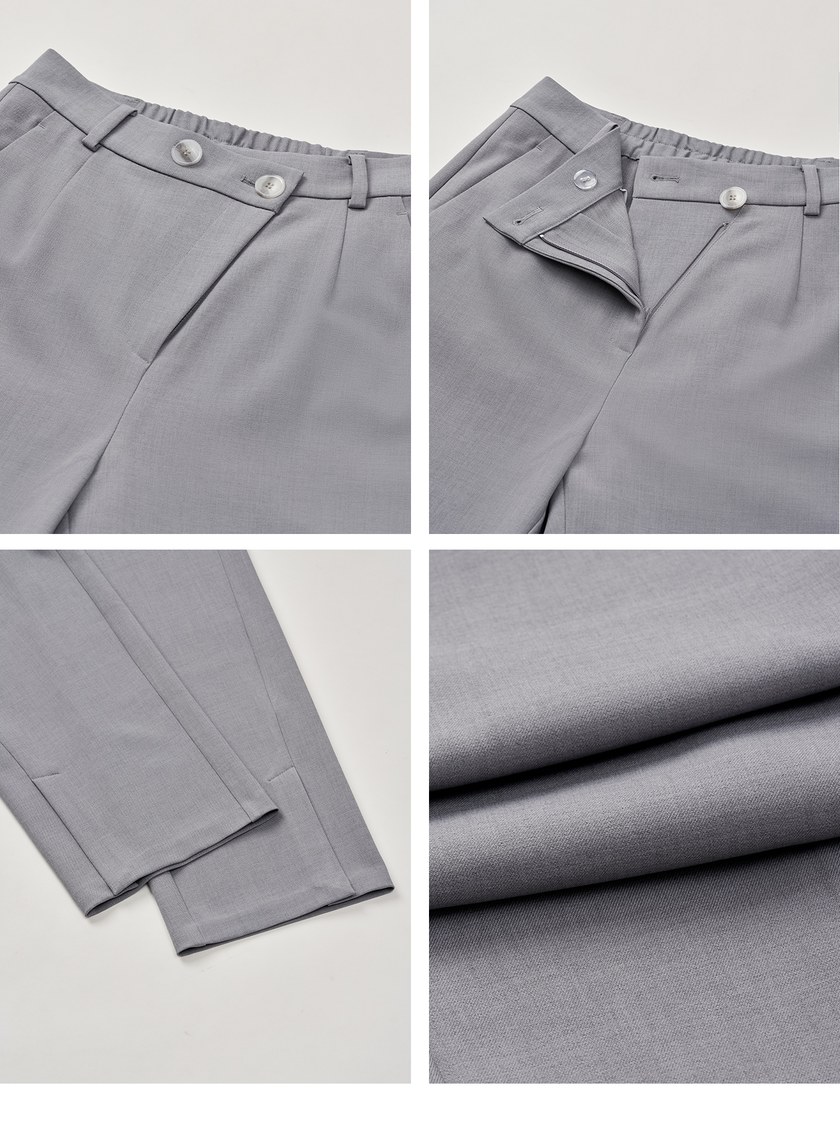 不對稱斜門襟垂順西裝褲