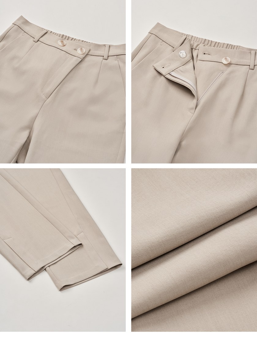 不對稱斜門襟垂順西裝褲