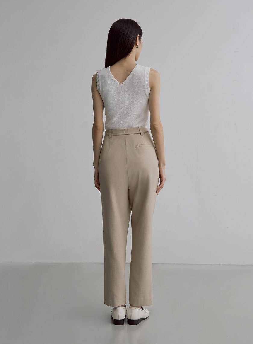 簡約天絲羊毛錐形西裝褲