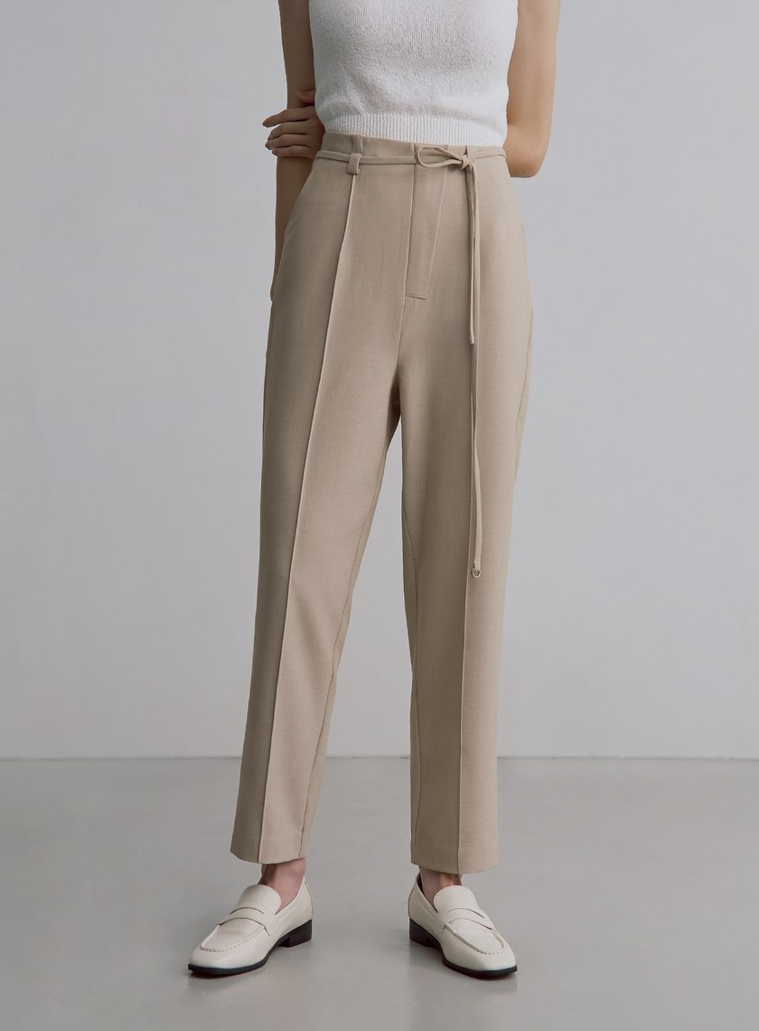 簡約天絲羊毛錐形西裝褲