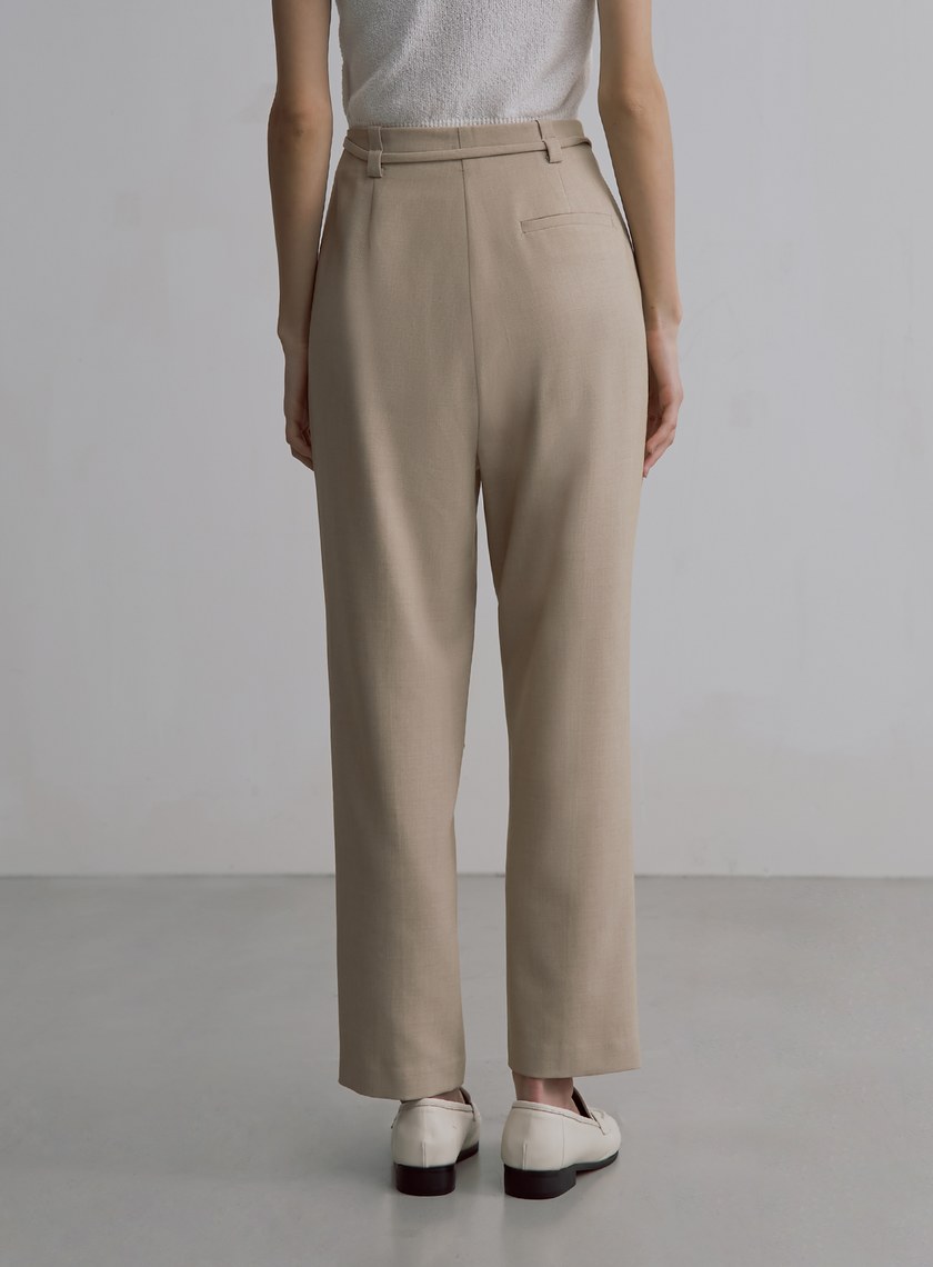 簡約天絲羊毛錐形西裝褲