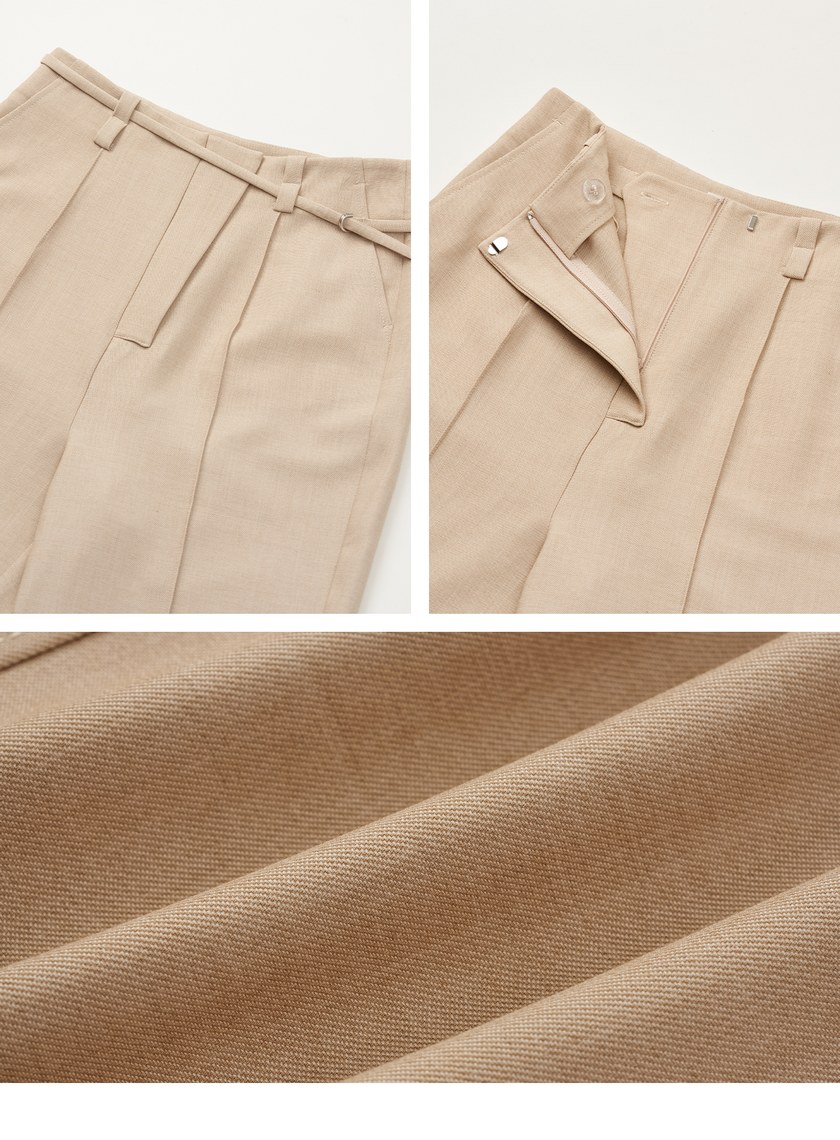 簡約天絲羊毛錐形西裝褲