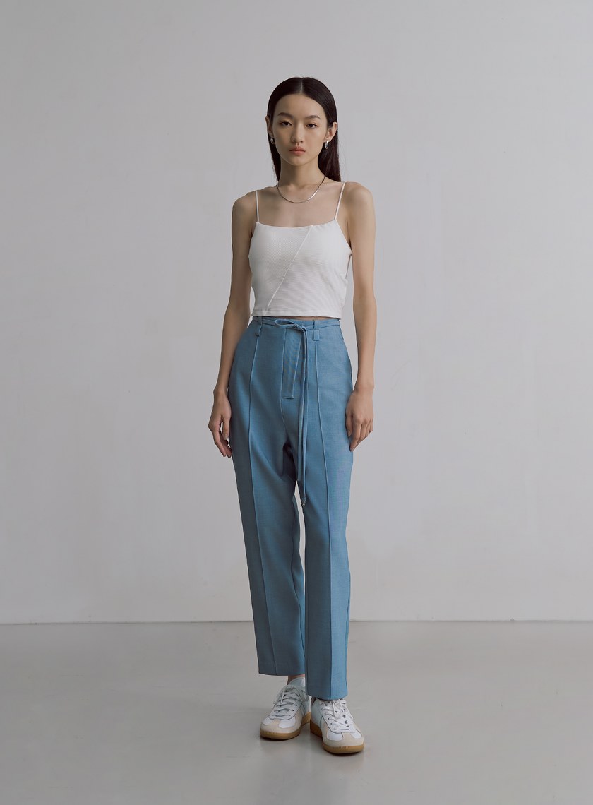 簡約天絲羊毛錐形西裝褲