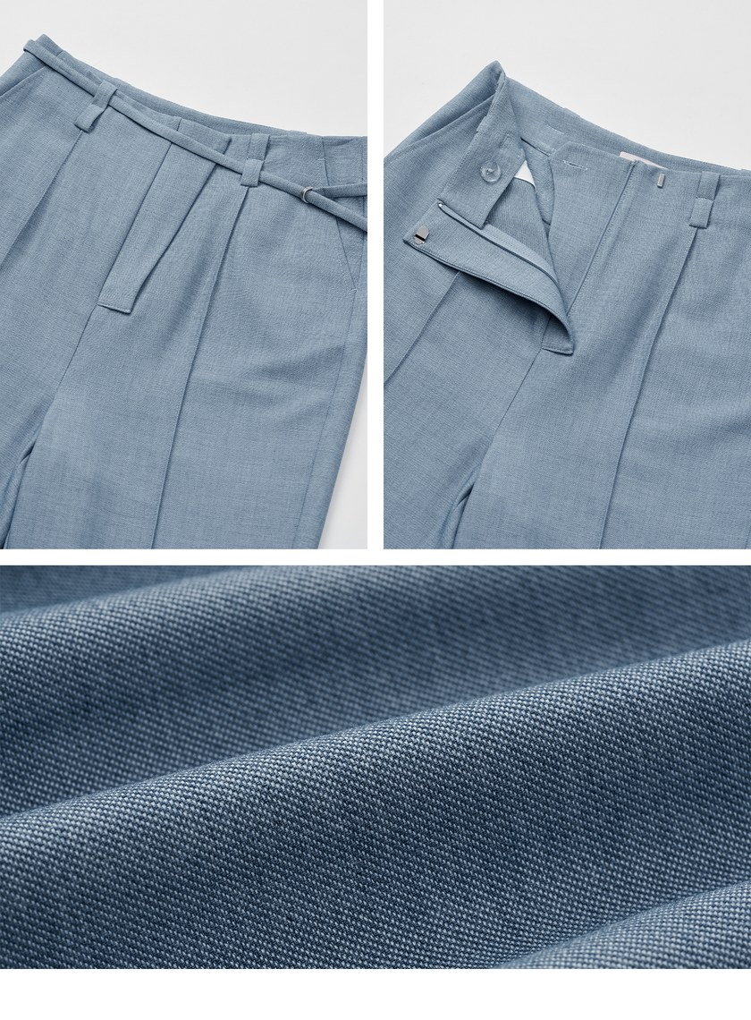 簡約天絲羊毛錐形西裝褲