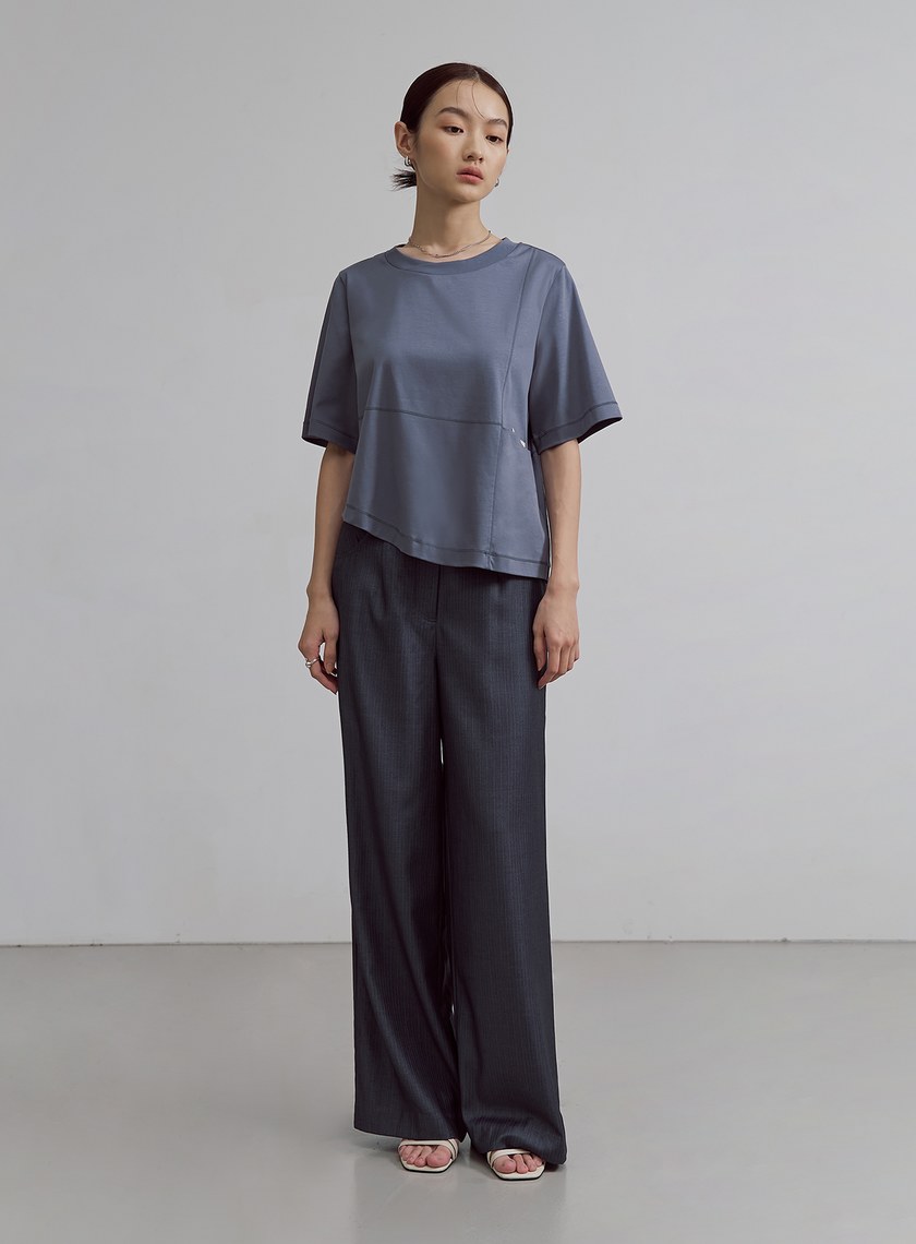 中性細條紋直筒西裝褲