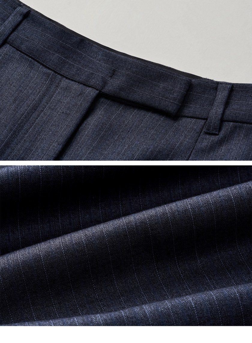 中性細條紋直筒西裝褲