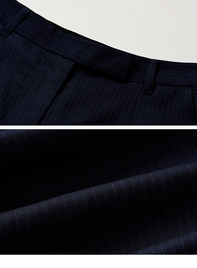 中性細條紋直筒西裝褲