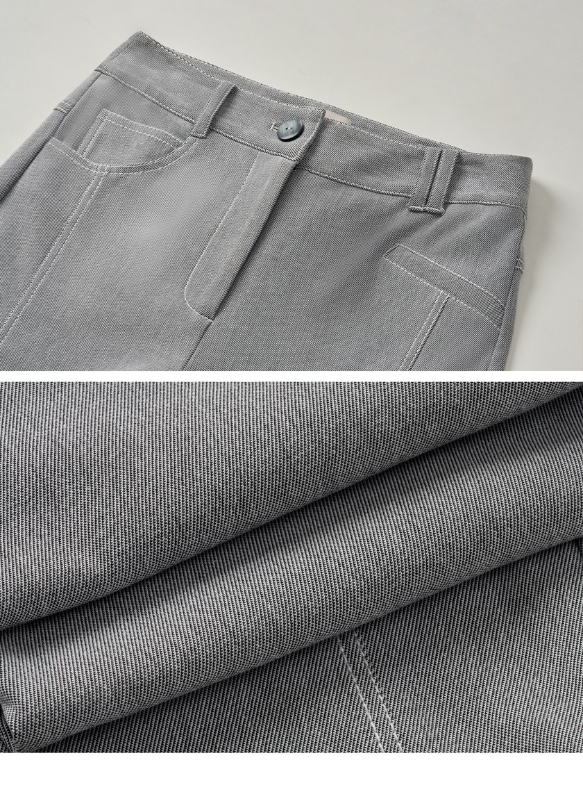 仿牛仔壓線彈性直筒褲