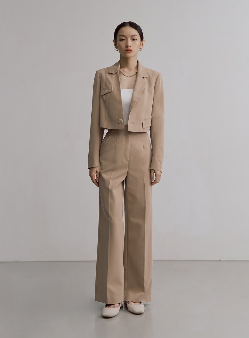 簡約質感落地西裝寬褲