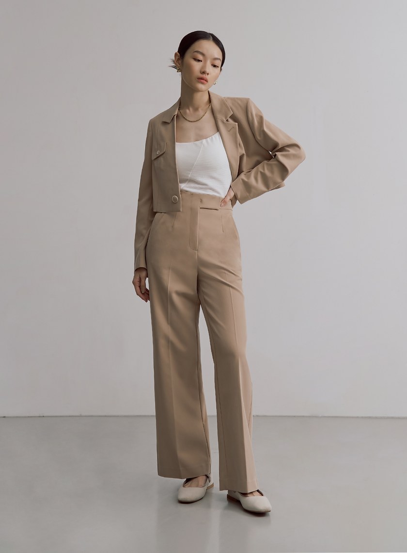 簡約質感落地西裝寬褲