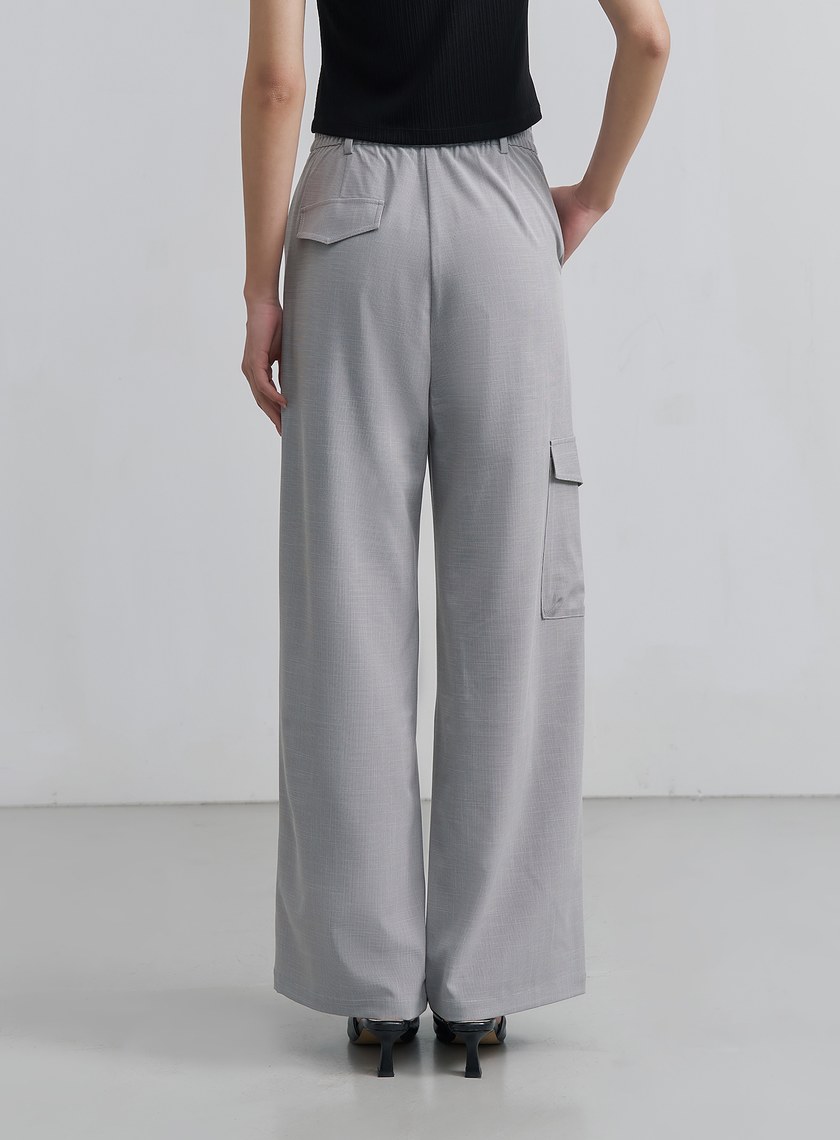 率性涼感細格紋工裝褲