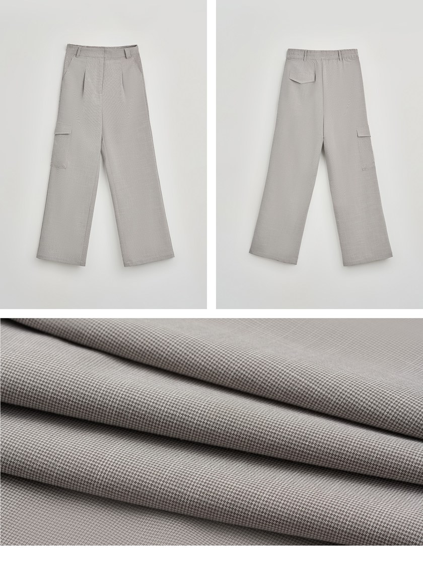 率性涼感細格紋工裝褲