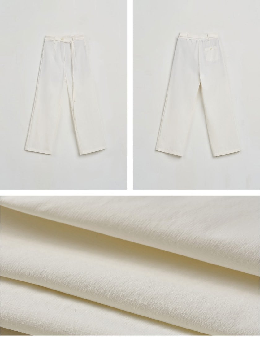 簡約挺闊綁帶落地寬褲